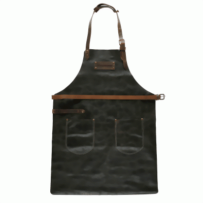 Lederschürze in Antikleder Farbe Braun mit Taschen